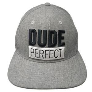 Dude Perfect Snapback Hat Gray Black White One Size 2021 Tour Logo Underbrim